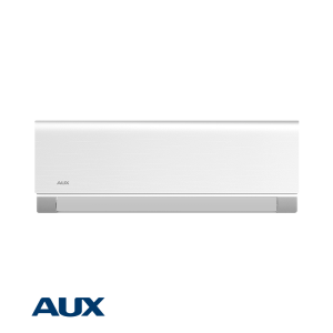 White AUX high-convector wall-mounted air conditioner unit with minimalist front grille
